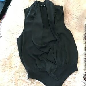 Black bow front camisole bodysuit